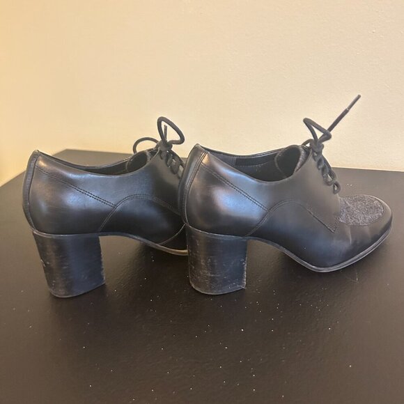Clarks Kensett Darla Oxford Heels Womens Size 6.5 Black Grey Plaid Block Heel - Picture 6 of 8